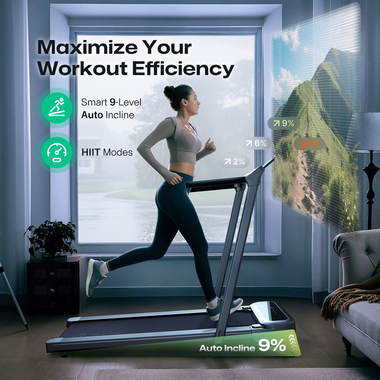 Urevo FoldiMix 5L Pro Smart Treadmill 400 × 1200 mm 13.4 km/h