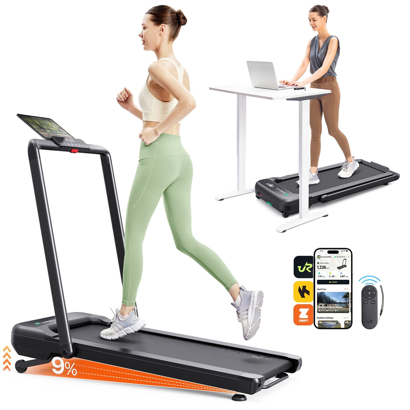 Urevo Treadmill STROL 2S PRO löpband 420 x 1080 mm 12 km/t