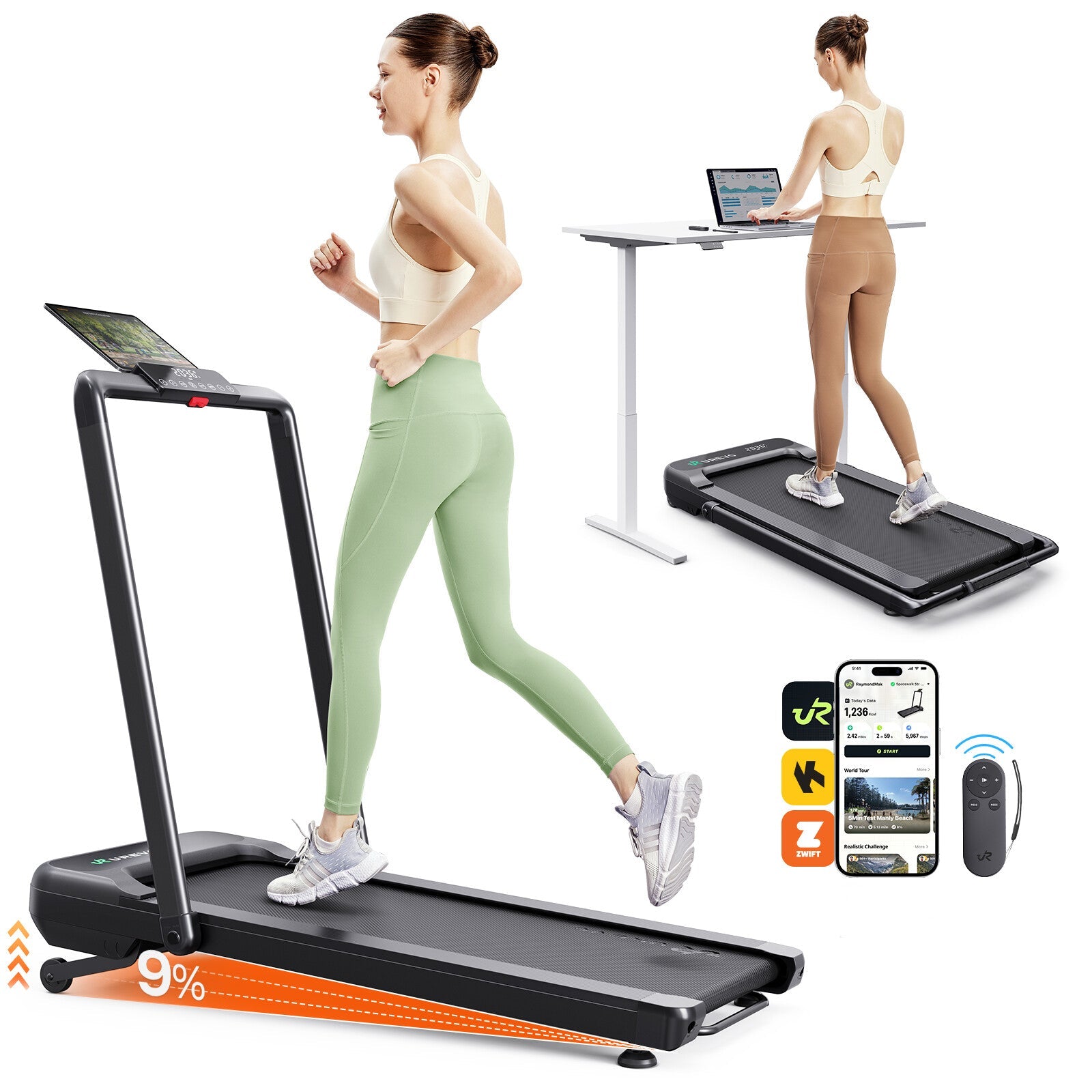 Urevo Treadmill STROL 2S PRO löpband 420 x 1080 mm 12 km/t