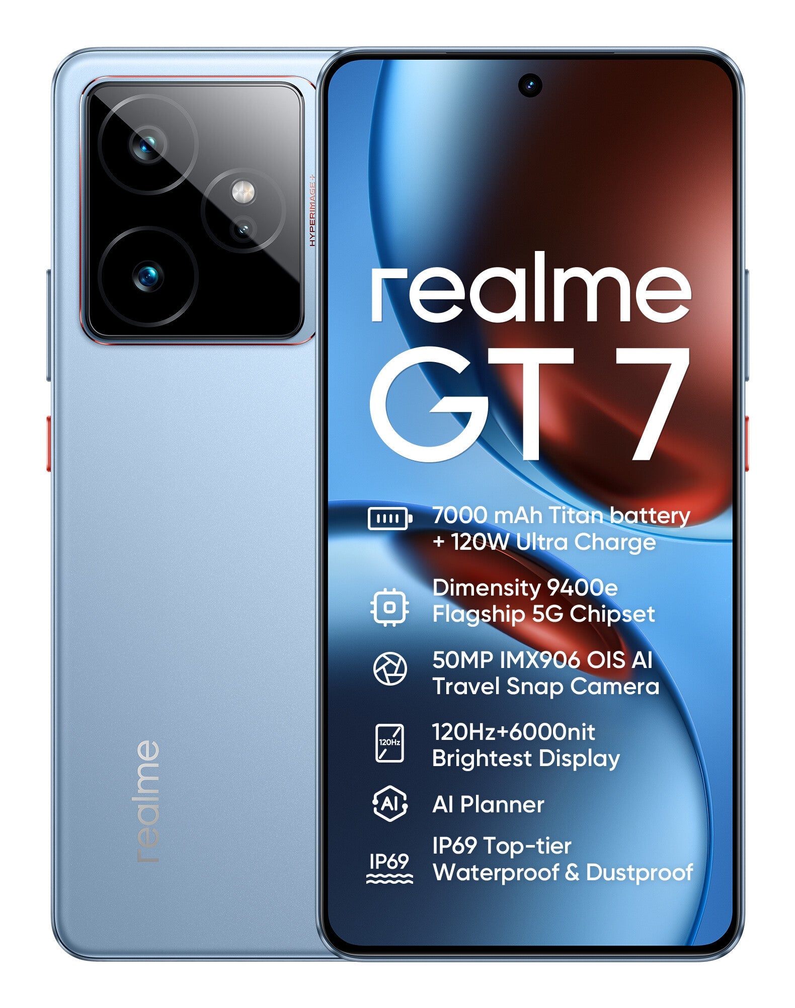 realme GT 7 17,2 cm (6.78") Dubbla SIM-kort Android 15 5G USB Type-C 12 GB 512 GB 7000 mAh Svart