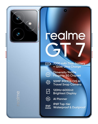 realme GT 7 17,2 cm (6.78") Dubbla SIM-kort Android 15 5G USB Type-C 12 GB 512 GB 7000 mAh Svart